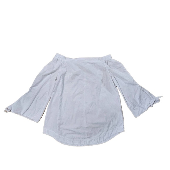 Free People Off Shoulder Top Women Size S White Bell Sleeve Tie Cuff Boho Chic - Picture 1 of 7